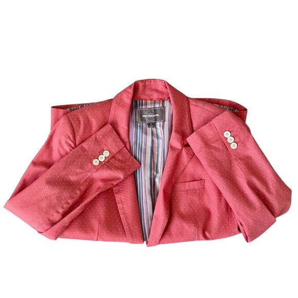 Johnston & Murphy Blazer Womens Size M Pink Polka Dot 1-Button Striped - Picture 5 of 8